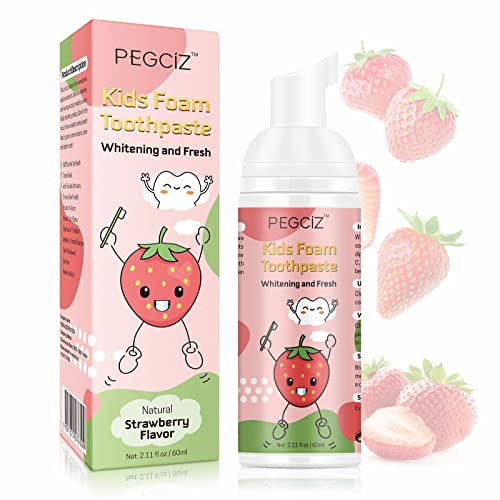 Kids Foam Toothpaste Toddler Toothpaste with Strawberry Flavor Kids Children's Toothpaste Pump Foam Toothpaste 2.11 Fl Oz (1)