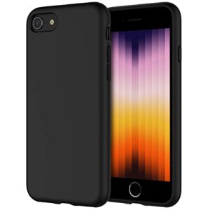 jetech silicone case for iphone se 3/2 (2022/2020 edition), 4.7-inch, silky-soft touch full-body protective phone case, shockproof cover with microfiber lining (black)