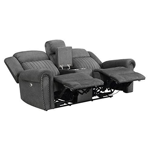 Lexicon Dakota Power Double Reclining Loveseat, Charcoal