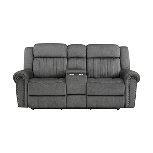 Lexicon Dakota Power Double Reclining Loveseat, Charcoal