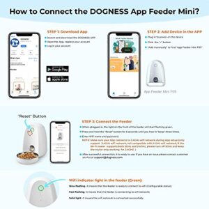 DOGNESS App Wi-Fi Control Automatic Cat Feeders, Dry Food Dispenser for Small Cat Dog Pet, Timed Cat Feeder, Microchip Pet Feeder Up to 15 Portion 6 Meals Per Day, 10s Voice Recorder, White