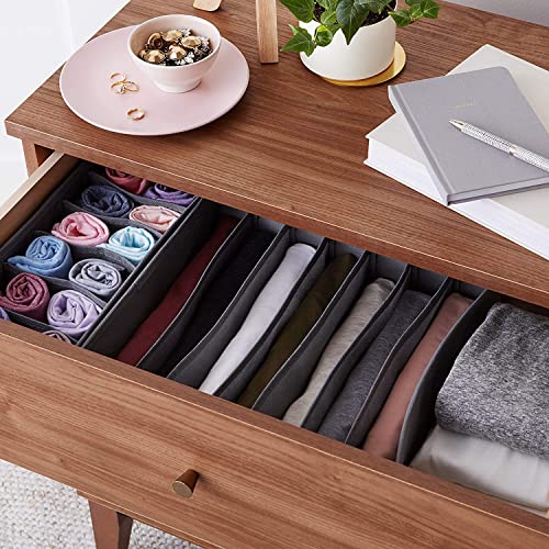 4 Pieces Underwear Drawer Organizers Divider,Fabric Foldable Dresser Storage Basket Organizers,Clothing Storage Organizers Box Bins for Bra,Lingerie, Panties, Socks, Briefs,Ties, Belts