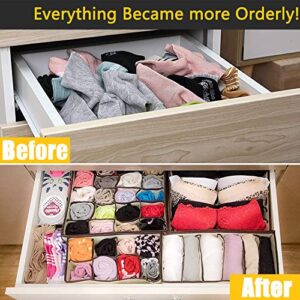 4 Pieces Underwear Drawer Organizers Divider,Fabric Foldable Dresser Storage Basket Organizers,Clothing Storage Organizers Box Bins for Bra,Lingerie, Panties, Socks, Briefs,Ties, Belts