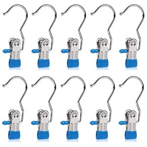 na clothes hanger clip clothes drying clip hardware trousers clip metal clothes hanger hook stainless steel clip blue (10 pack)