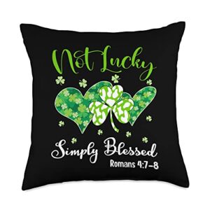 i'm not lucky i'm blessed shirts inc i'm not lucky i'm blessed t saint patrick day shirt throw pillow, 18x18, multicolor