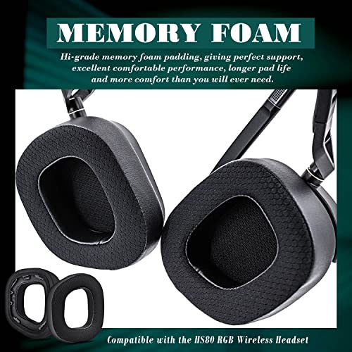ZIXUANCUSHION HS80 Ear Pads Compatible with HS80 RGB Headset - HS80 Ear Cups/1.18 Inches Thick/Memory Foam Ear Cushions (Mesh/PU)