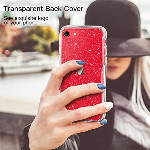 JETech Glitter Case for iPhone SE 3/2 (2022/2020 Edition), iPhone 8/7, 4.7-Inch, Bling Sparkle Shockproof Phone Bumper Cover, Cute Sparkly for Women and Girls (Clear)