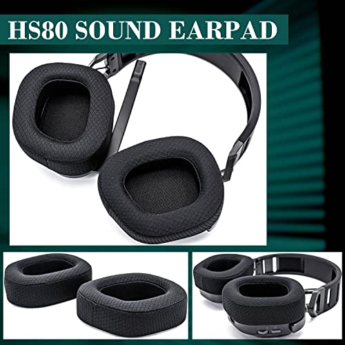 ZIXUANCUSHION HS80 Ear Pads Compatible with HS80 RGB Headset - HS80 Ear Cups/1.18 Inches Thick/Memory Foam Ear Cushions (Mesh Fabric)