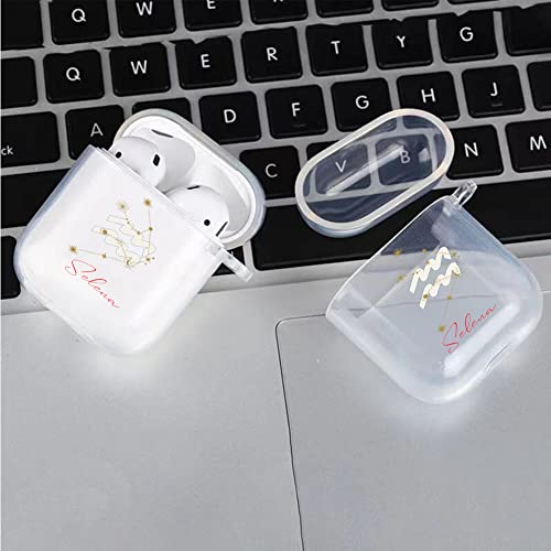 Custom Constellation Name Compatible with Apple 2 & 1 Liquid Silicone Wireless Headphone Airpods Cover Wireless Headphone Compartment Cover, Personalized Couple Gift (Style 1)