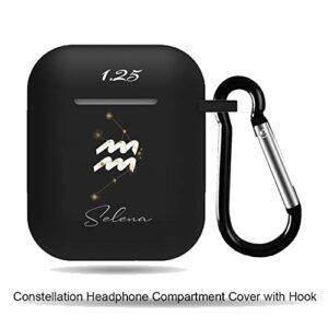 Custom Constellation Name Compatible with Apple 2 & 1 Liquid Silicone Wireless Headphone Airpods Cover Wireless Headphone Compartment Cover, Personalized Couple Gift (Style 1)