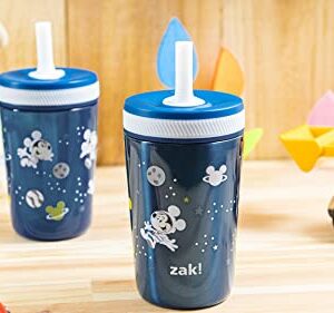 Zak Designs Disney Mickey Mouse Kelso Tumbler Set, Leak-Proof Screw-On Lid with Straw, Bundle for Kids Includes Plastic and Stainless Steel Cups with Bonus Sipper (3pc Set, Non-BPA)15 fl oz.