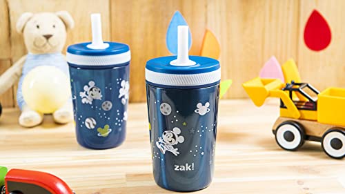 Zak Designs Disney Mickey Mouse Kelso Tumbler Set, Leak-Proof Screw-On Lid with Straw, Bundle for Kids Includes Plastic and Stainless Steel Cups with Bonus Sipper (3pc Set, Non-BPA)15 fl oz.