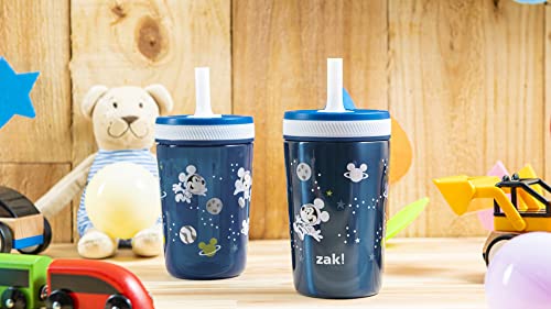 Zak Designs Disney Mickey Mouse Kelso Tumbler Set, Leak-Proof Screw-On Lid with Straw, Bundle for Kids Includes Plastic and Stainless Steel Cups with Bonus Sipper (3pc Set, Non-BPA)15 fl oz.