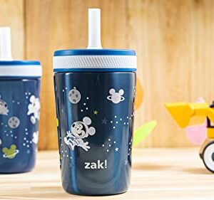 Zak Designs Disney Mickey Mouse Kelso Tumbler Set, Leak-Proof Screw-On Lid with Straw, Bundle for Kids Includes Plastic and Stainless Steel Cups with Bonus Sipper (3pc Set, Non-BPA)15 fl oz.