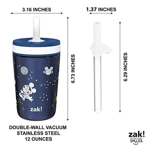 Zak Designs Disney Mickey Mouse Kelso Tumbler Set, Leak-Proof Screw-On Lid with Straw, Bundle for Kids Includes Plastic and Stainless Steel Cups with Bonus Sipper (3pc Set, Non-BPA)15 fl oz.