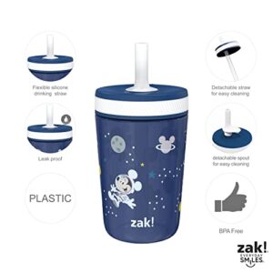 Zak Designs Disney Mickey Mouse Kelso Tumbler Set, Leak-Proof Screw-On Lid with Straw, Bundle for Kids Includes Plastic and Stainless Steel Cups with Bonus Sipper (3pc Set, Non-BPA)15 fl oz.