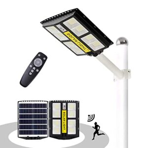 solar street light outdoor, solar security lights motion sensor, 840led wide-angle super bright daylight white solar powered flood light for yard, fence, garden, patio, front door, shed, deck, path