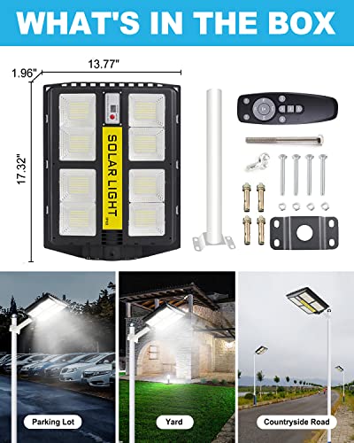 Solar Street Light Outdoor, Solar Security Lights Motion Sensor, 840LED Wide-Angle Super Bright Daylight White Solar Powered Flood Light for Yard, Fence, Garden, Patio, Front Door, Shed, Deck, Path