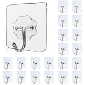 suf adhesive hooks kitchen wall hooks- 20 packs heavy duty 13.2lb(max)coat and towel adhesive hooks,wall hangers waterproof and oilproof for bathroom,kitchen and home sticky hooks