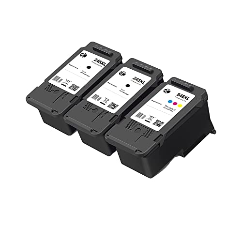 KONGTENBUY- 245xl 246xl Ink Cartridge Replacement for Canon Ink Cartridge 245&246 245xl 246xl Combo Pack Pg-245Xl Cl-246Xl PG-243 CL-244 for Canon Pixma MX492 MX490 MG2522 MG2920 (2 Black 1 Tricolor)