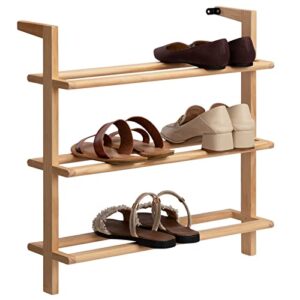 alimorden wooden shoe storage rack, independent standing shoe rack, natural