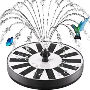 zolochel solar fountain pump upgraded 100% glass covered, outdoor solar powered bird bath water fountains with 8 nozzles & 4 fixers for garden, pond, pool, fish tank decoration - no battery needed