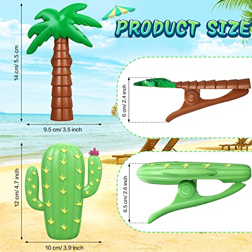 16 Pcs Beach Towel Clips Portable Chair Holders Bright Color Towel Clips Plastic Cute Clothes Pins Parrot Watermelon Flamingo Ice Cream Pineapple Cactus Coconut Trees for Holiday Pool Patio, 8 Styles