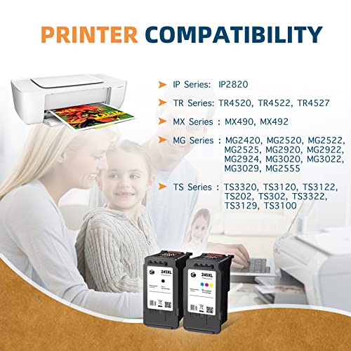 KONGTENBUY 245XL Ink Cartridge Replacement for Canon Ink Cartridge 245 245xl Pg-245Xl Cl-246Xl for Canon Pixma MX492 MX490 MG2522 MG2920 MG2922 MG2420 IP2820 Printer Tray