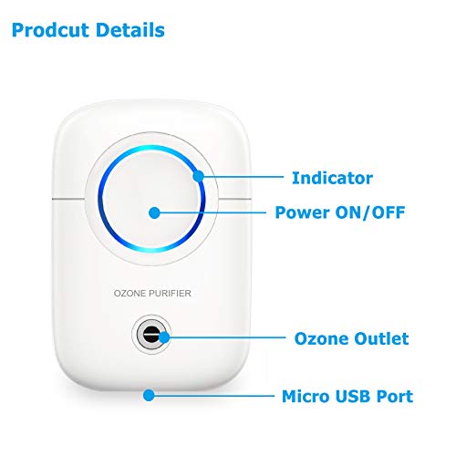 Plug-in Air Cleaning for Home, Ozone Removes Odor, Portable and Compact, for Bedroom, Office, Kitchen and Bathroom (White)