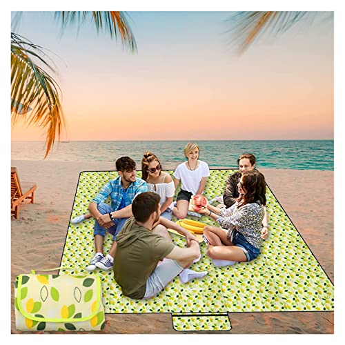 defutay Picnic Blanket,Large Beach Mat,Modern Picnic Blankets,Sandproof Waterproof Outdoor Mat for Travel, Hiking,Camping,Music Festival, Lawn(57”X79”,Green Leaves)