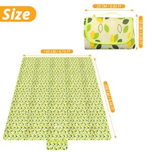 defutay Picnic Blanket,Large Beach Mat,Modern Picnic Blankets,Sandproof Waterproof Outdoor Mat for Travel, Hiking,Camping,Music Festival, Lawn(57”X79”,Green Leaves)