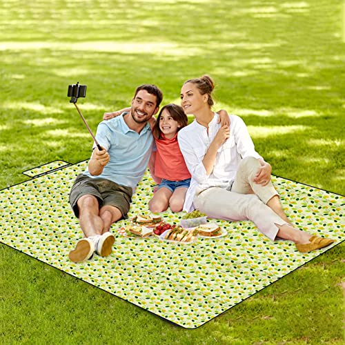 defutay Picnic Blanket,Large Beach Mat,Modern Picnic Blankets,Sandproof Waterproof Outdoor Mat for Travel, Hiking,Camping,Music Festival, Lawn(57”X79”,Green Leaves)