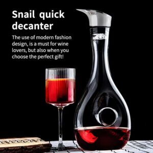 Wine Decanter Built-in Aerator Pourer,Hand Blown Crystal Carafe,Wine Carafe Red Wine Decanter,Pierced Decorative Snail Red Wine Decanters