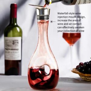 Wine Decanter Built-in Aerator Pourer,Hand Blown Crystal Carafe,Wine Carafe Red Wine Decanter,Pierced Decorative Snail Red Wine Decanters