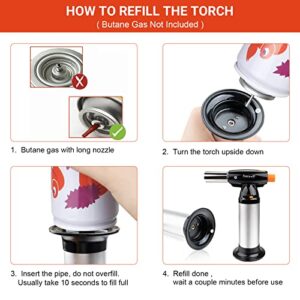 Butane Torch Lighter Refillable Kitchen Torch Butane Lighters for Camping Grill Baking BBQ