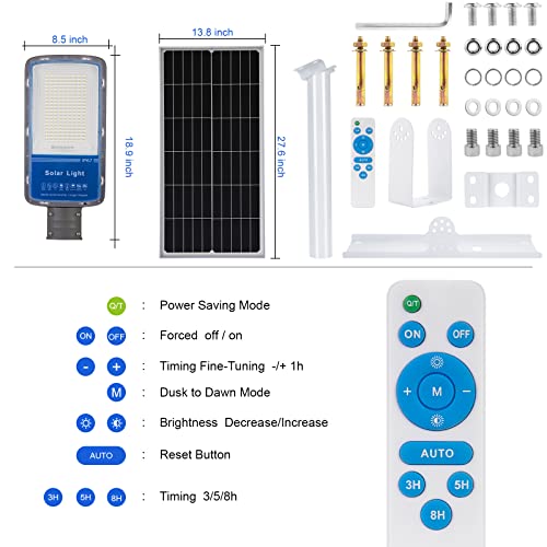 Juyace 400W Solar Street Lights Outdoor, Light Sensor Dusk to Dawn 30000Lm 6000K Super Bright LED Solar Flood Light with Remote, IP67 Waterproof for Yard Parking Lot Street & Area Lighting.