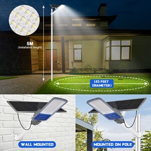 Juyace 400W Solar Street Lights Outdoor, Light Sensor Dusk to Dawn 30000Lm 6000K Super Bright LED Solar Flood Light with Remote, IP67 Waterproof for Yard Parking Lot Street & Area Lighting.