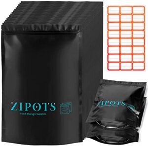 zipots 25 pieces mylar bags 1 gallon extra thick 9.5 mil - 10"x14" with stand up ziplock pouches for long term food storage bag with 40 pieces of pink stickers