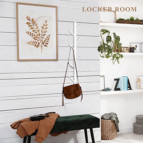 Liywall - 4 Hooks Hanging Pegs Modern Wall Mounted Coat and Hat Rack,Wood Hook Wall Decor Hanger for Bedroom and Bathroom，Heavy Duty Easy Assembly - 3 Pack White