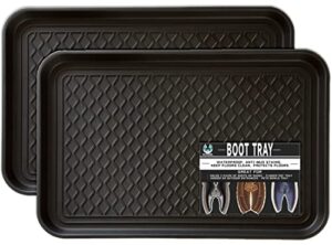 flyowl boot tray for entryway indoor, 2 pack 24 x 16 inch heavy duty shoe mat for all weather, use to store shoes&boot, pets' feeder, plants, tools.