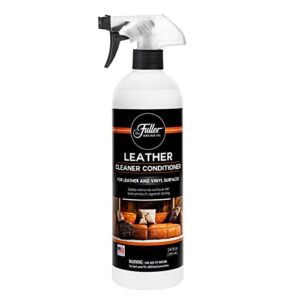 fuller brush leather cleaner conditioner – removes surface dirt & protects against drying – natural oils restore appearance – penetrates, softens & lubricates leather surfaces (bottle with sprayer)