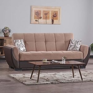 ottomanson legacy air collection upholstered convertible with storage, sofabed, beige/brown-pu