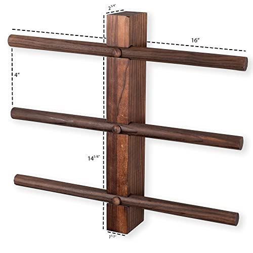 Rustic State Kuntra Wall Mounted Wood Vertical Wine Rack Holder Storage Shelf Organizer for 12 Bottles - Home, Kitchen, Dining Room Bar Décor - Walnut