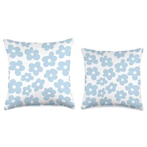 Flower Aesthetic Co. Aesthetic Light Blue Flowers Retro Daisy Throw Pillow, 18x18, Multicolor