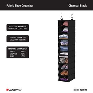 ClosetMaid 20502 10-Shelf Fabric Hanging Closet Organizer for Shoes, Hats, Handbags, Clothes with Charcoal Black Finish