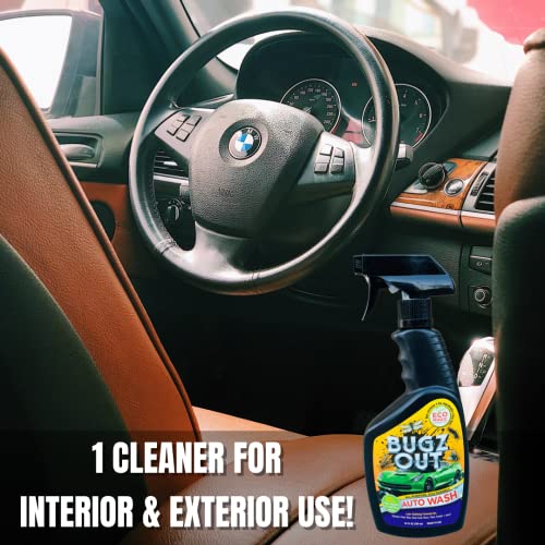 Bugz Out Car Bug Cleaner, Remover and Wash - Spray Bugs, Tar, Bird Poop Off Exterior of Car and Windshield. Remove Black Streaks Without Scratching or Removing Paint. 24 oz spray bottle with Microfiber Cloth (1 bottle)