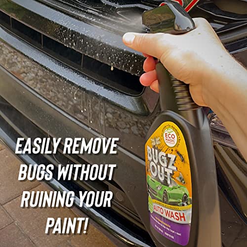 Bugz Out Car Bug Cleaner, Remover and Wash - Spray Bugs, Tar, Bird Poop Off Exterior of Car and Windshield. Remove Black Streaks Without Scratching or Removing Paint. 24 oz spray bottle with Microfiber Cloth (1 bottle)