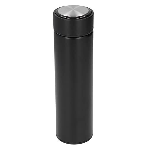 Insulated Water Bottle, Leakproof Multipurpose Stainless Steel Water Bottle Keep Warm Stable Bottom for Biking for Shopping(No temperature display black)