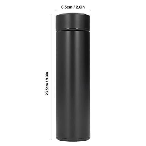 Insulated Water Bottle, Leakproof Multipurpose Stainless Steel Water Bottle Keep Warm Stable Bottom for Biking for Shopping(No temperature display black)