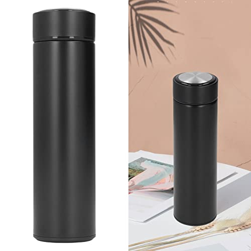 Insulated Water Bottle, Leakproof Multipurpose Stainless Steel Water Bottle Keep Warm Stable Bottom for Biking for Shopping(No temperature display black)